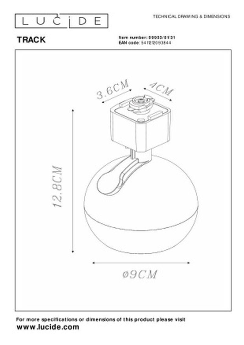 Lucide TRACK FAVORI Track spot - 1-okruhový systém osvetlenia trate - 1xGU10 - biely (predĺženie)